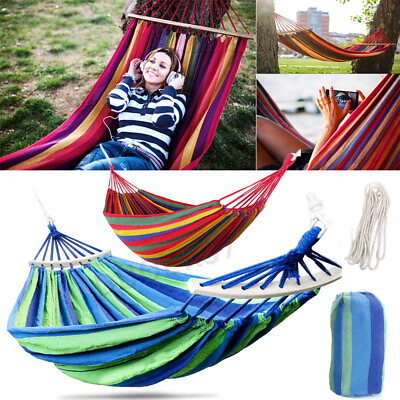 #ad 2 Person Double Camping Hammock Chair Bed Outdoor Garden Hanging Swing Sleeping $19.99