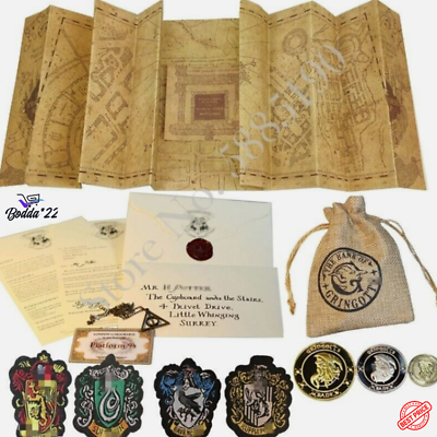 #ad Harry Potter Marauder#x27;s Map Hogwarts School Letter Of Admission Gringotts Coins $13.99