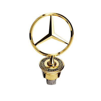 #ad Front Hood Ornament Mounted Star Logo Emblem for Mercedes Benz C E S AMG Gold $17.59