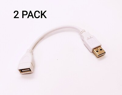 #ad 2 Pack 6 inch USB 2.0 A Male A Female Extension Cable White Color $5.95