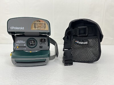 #ad Vintage Film Polaroid 600 One Step Express Green Instant Camera Tested W Case $29.99