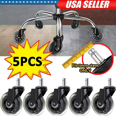 #ad 3 Inch 5PCS Office Chair Caster Replacement Rubber Swivel Wheels Rollerblade $24.17