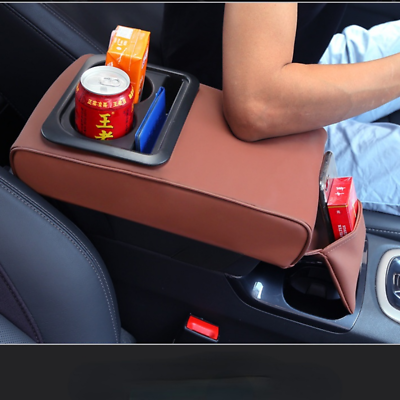 #ad Car Center Console Armrest Pillow Foam Cushion with Cup Holder and Storage Bag $44.69