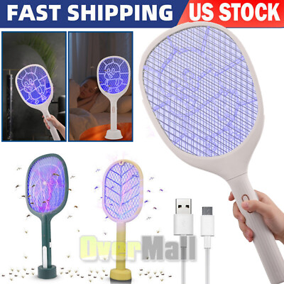 #ad Rechargeable Electric Mosquito Fly Swatter Zapper Racket Bug Insect Killer Lamp $21.61