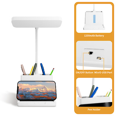 #ad LED Desk Light Touch Sensor Table Bedside Reading USB Rechargeable Dimmable Lamp $10.79