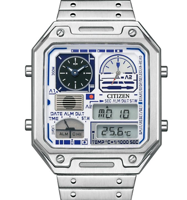 #ad Citizen JG2121 54A Star Wars R2 D2 Analog Digital White Dial Watch 2023 Release $199.00