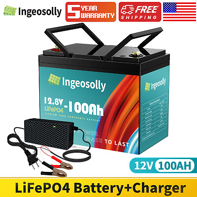 #ad 12V 100Ah LiFePO4 Lithium Battery 100A BMS for RV Solar Off grid Trolling Motor $173.95