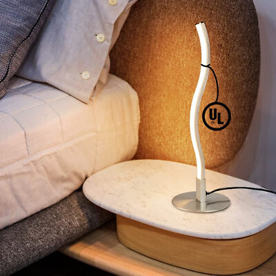 #ad LED Table Lamp Curved Desk Light Warm Creative Spiral Modern Desk Lamp Nickel $19.99