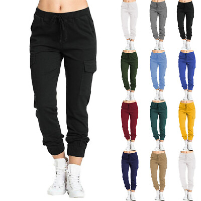#ad Plus Size Women Elastic Waist Stretch Trousers Ladies Cargo Combat Work Pants US $26.78