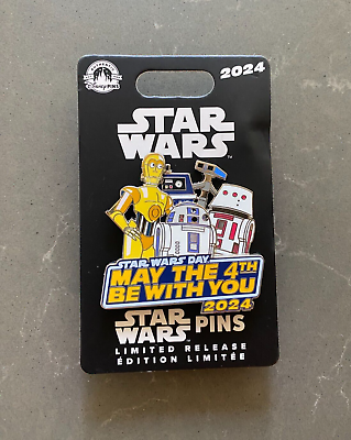 #ad 2024 DISNEY PARKS STAR WARS R2 D2 C 3PO amp; DROIDS MAY THE 4TH BE WITH YOU PIN LR $29.99