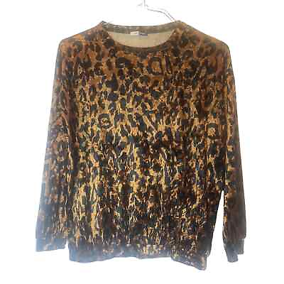 #ad Dayamp;Night Animal Print Crushed Velvet Fashion Women’s Top With Long Sleeves $9.00