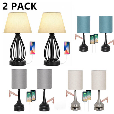 #ad Set of 2 Touch Control Table Lamps for Living Room Office w 2 USB Charging Ports $27.99