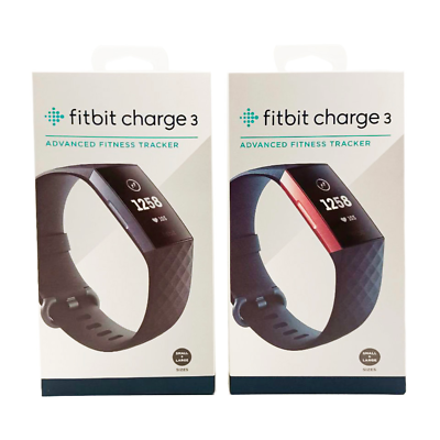 #ad NEW Fitbit Charge 3 Fitness Activity Tracker Heart Rate Monitor S amp; L Black Blue $69.99