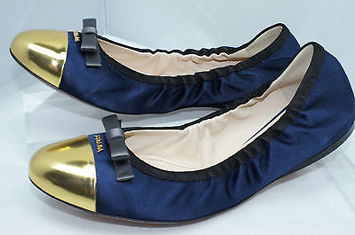 #ad New Prada Women#x27;s Shoes Flats Size 38 Navy Ballet $339.99