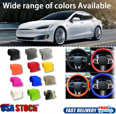 #ad Auto Car Silicone Steering Wheel Cover Non Slip Grip Universal For 13quot; 16.5quot;inch $9.39