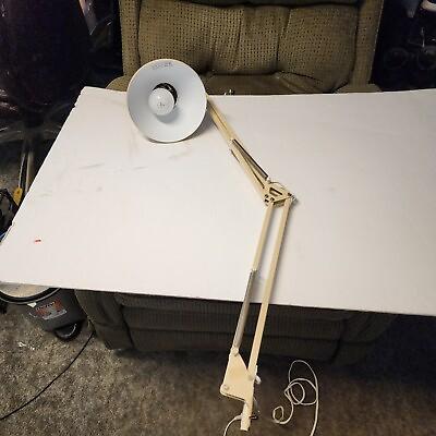 #ad Swinging Desk Arm Lamp w 72 Cord Beige w base amp; clamp $21.99