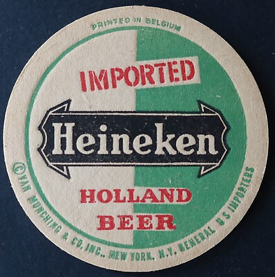 #ad Ancien sous bock bière HEINEKEN Imported vert New York coaster 25 EUR 2.50