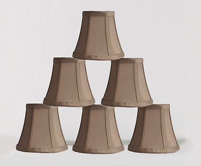 Urbanest Chandelier Mini Lamp Shades5quot;Bell SilkTaupe w Double TrimSet of 6 $28.49