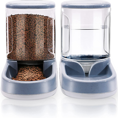 #ad Automatic Feeder And Waterer Set For Small Medium Big Pets Gray NEW $40.86