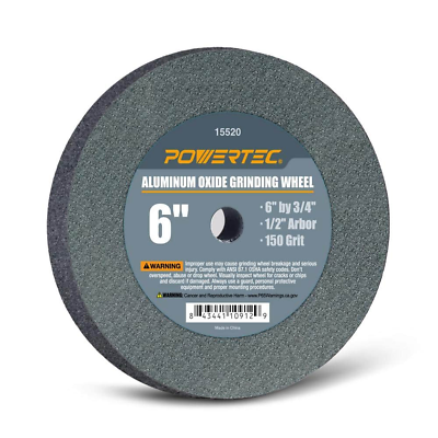 #ad 6 In. X 3 4 In. 150 Grit 1 2 In. Arbor Aluminum Oxide Grinding Wheel for Bench G $16.17