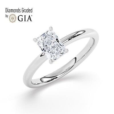 #ad GIA1 CTSolitaire 100% Natural Radiant Diamonds Engagement Ring 950 Platinum $3895.00