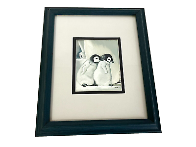#ad Penguin Chicks Family Art Print Signed Matted and Framed 8quot; x 10quot; $15.00