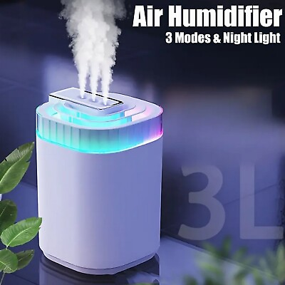 #ad 3L Air Humidifier Adjusting All Room Cool Mist Diffuser Air Purifier Night Light $23.95