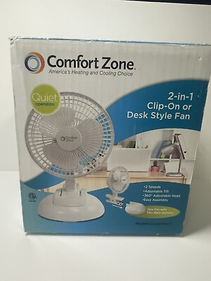 #ad Comfort Zone CZ6XMWT 6quot; 2 in 1 Combo Clip on amp; Desk Style Fan $18.00
