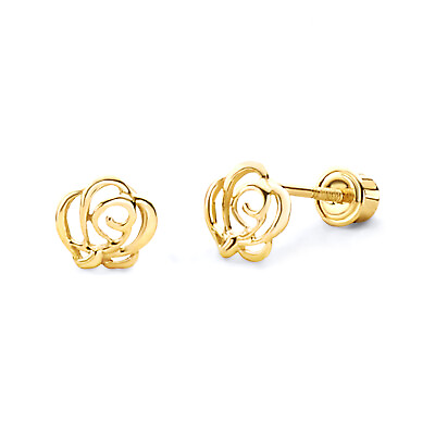 #ad Wellingsale 14K Yellow Gold Flower Stud Earrings $40.00