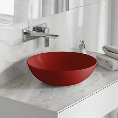 #ad Swiss Madison Vessel Sink Ceramic Round Durable w Predrilled Holes in Matte Red $125.73