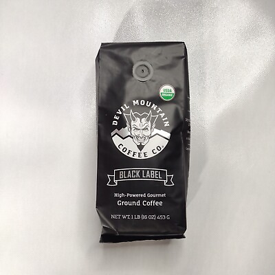 #ad Devil Mountain Coffee Black Label Dark Roast Ground Gourmet Organic 16 oz $19.87