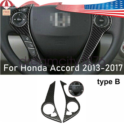 #ad Type B Carbon Fiber Steering Wheel Cover Trim Fit Honda Accord 2013 17 US $11.99