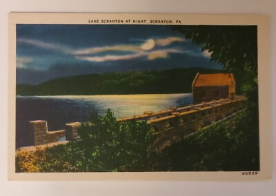 #ad Scranton PA Vintage Postcard Lake Scranton Night White Border P1370 $11.99