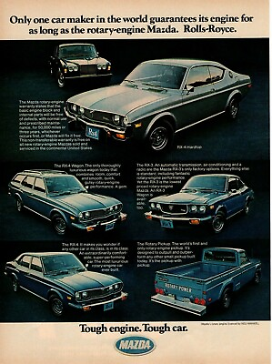 #ad 1976 Mazda Tough Engine Tough Car Rotary Rolls Royce RX 3 RX 4 Pickup Print Ad $9.95