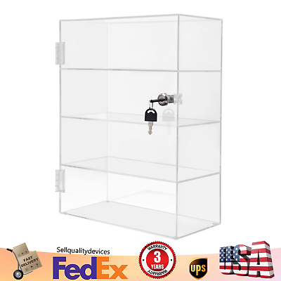 #ad 4 Layer Acrylic Counter TOP Clear Display Case Locking Cabinet Showcase Box $67.01