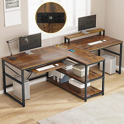 #ad 94.5quot; Home Office Desks Computer Gaming Desk Extra Long Double Desk for 2 Person $209.99
