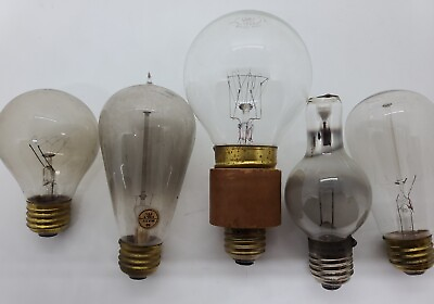 #ad Vintage Lot of 5 Early Light Bulbs Early Edison Balloon Tipped Etc. $99.99
