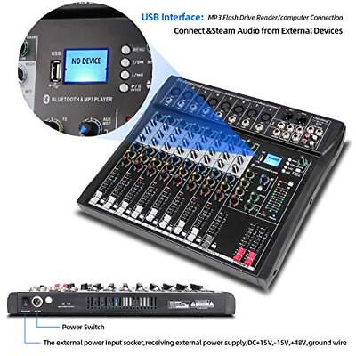 #ad DT8 Professional Mixer Sound Board Console 8 Channel Desk System Interface $203.78
