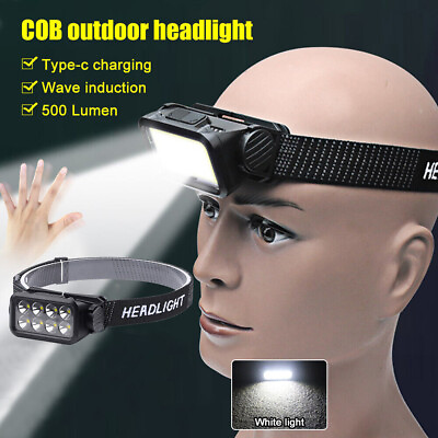 #ad COB LED Headlamp USB Rechargeable Headlight Torch Work Light Bar Head Band Lamp $8.99