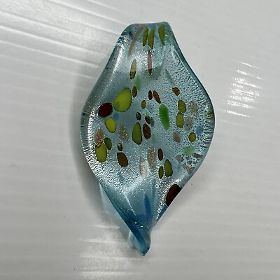 #ad H7 Ocean Blue Flower Murano Glass Handmade Multicolor Boho Hippie Retro Pendant $6.00