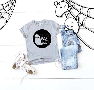 #ad Halloween Ghost Graphic tee Toddler Size 4T Athletic Heather Bella Canvas New $10.00
