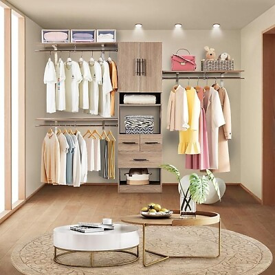 #ad 70#x27;#x27;Closet System with 4 Drawers Wood Closet Systems for Walk in Closets $279.99