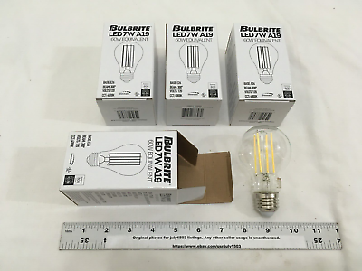 #ad 4 NEW Bulbrite 60W Filament LED A19 Bulb Clear 4000K Dimmable 800 Lumens $19.90