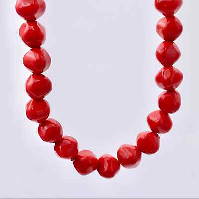 #ad Red Orange Color Rock Shape Beaded Vintage Choker Necklace $20.00