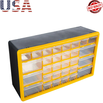 #ad 30 Drawer Plastic Organizer W 6 Largeamp;24 Small Compartments Storage Cabinet Wall $29.99