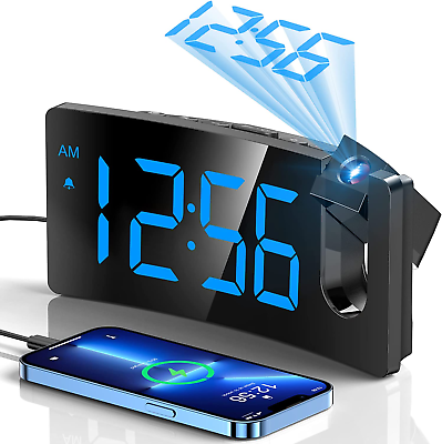 #ad Projection Alarm Clock Digital Clock with 180° Rotatable 3 Level Brightness $28.57