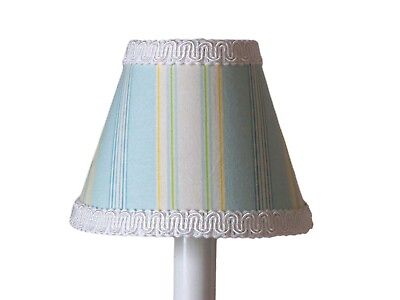 #ad Soft Blue Stripe Chandelier Shade 5quot; Mini Lamp Sconce Shade baby boy#x27;s nursery $5.00