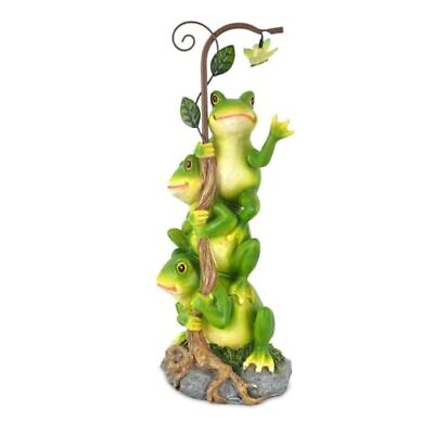 #ad Frog Figurine Garden Decor Solar Resin Frogs Outdoor Statue Funny Frog Yellow $46.38