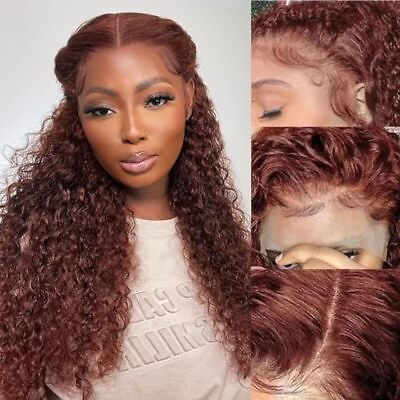 #ad Reddish Brown Water Wave Lace Front Wigs Human Hair 13x6 Hd Lace Front 20 Inch $147.12