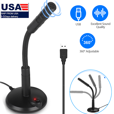 #ad USB Computer Mini Microphone Stand Recording Mic For PC Desktop Laptop $10.49